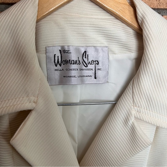 The Women’s Shop Vintage Ribbed Long Cream Button Trench Over Coat - Picture 2 of 10
